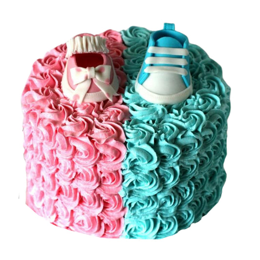 Booties & Blessings Gender Reveal Custom Cake