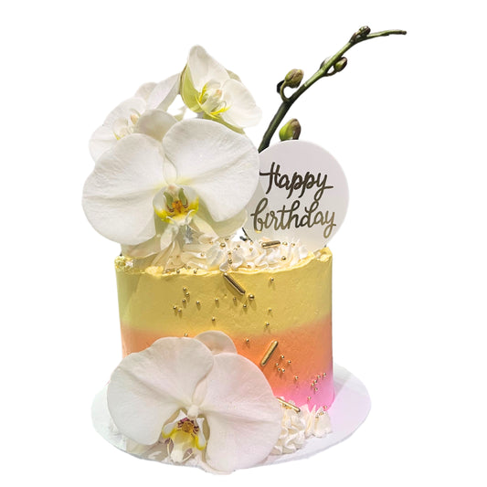 Golden Orchid Bliss Custom Cake