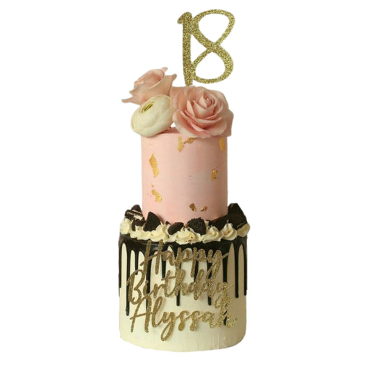 Elegant Pink & Gold Custom Cake