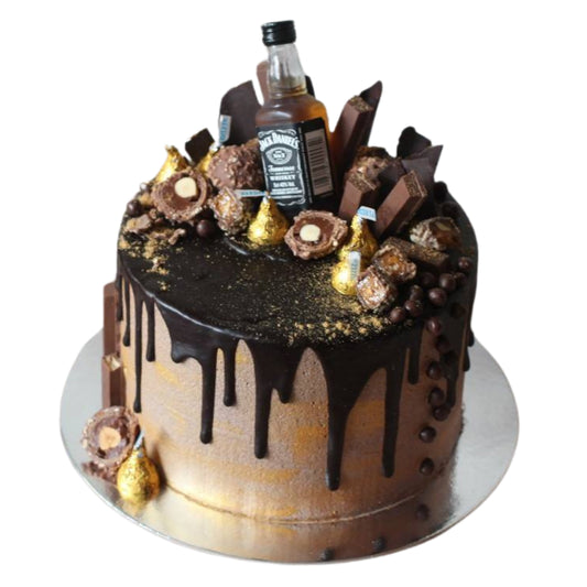 Decadent Whiskey & Chocolate Indulgence Cake Custom Cake